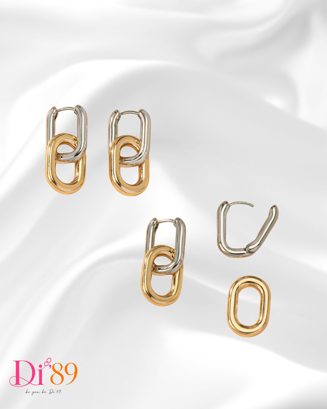 Aretes plata y dorado